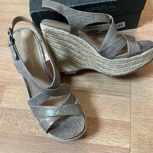 High wedge sandals   silver very dressy